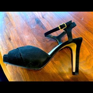 Dune London black suede heels